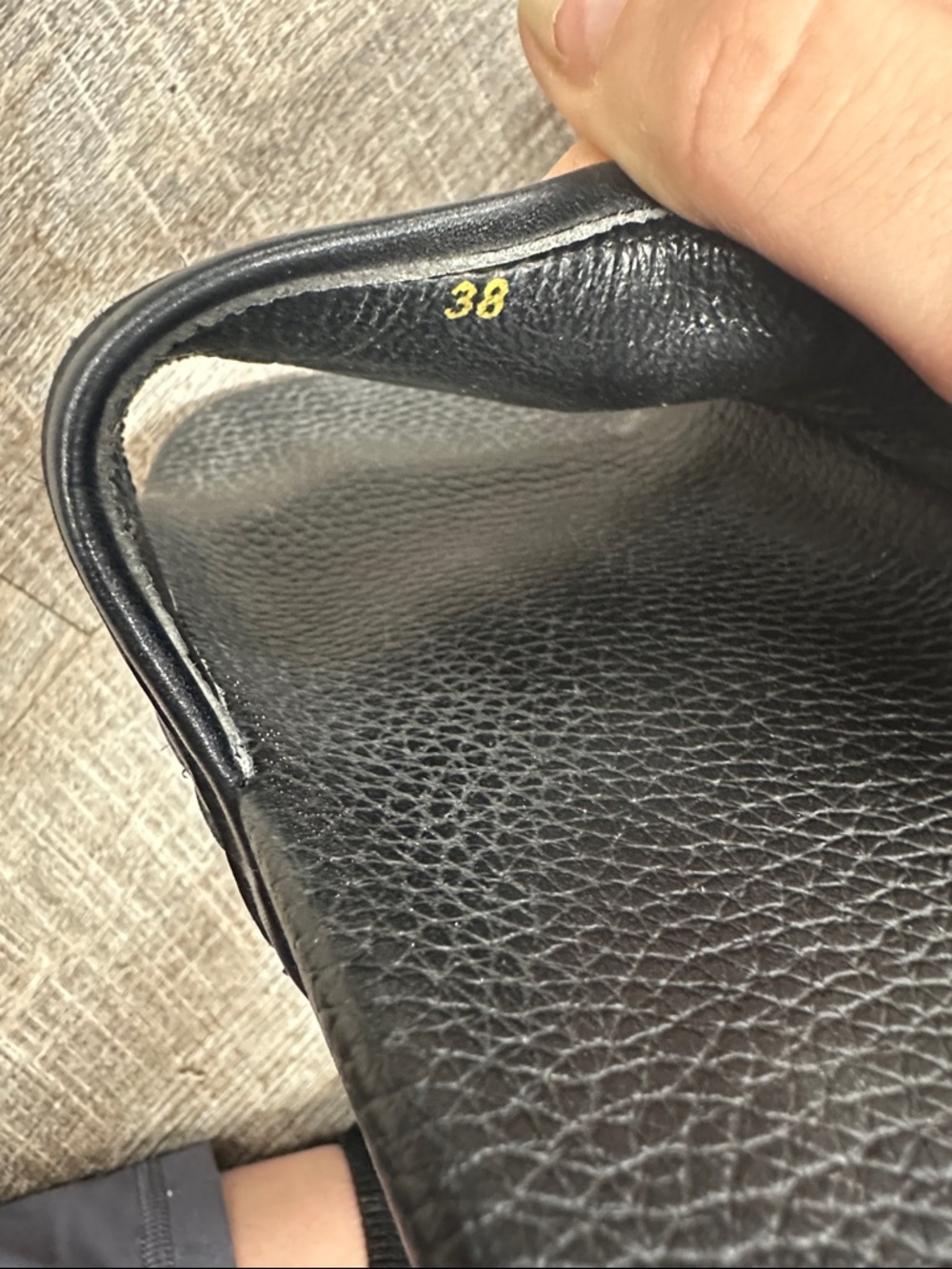 Gucci Black Leather Quilted Slide Sandals with Gold GG Emblem - Picture 4 of 5